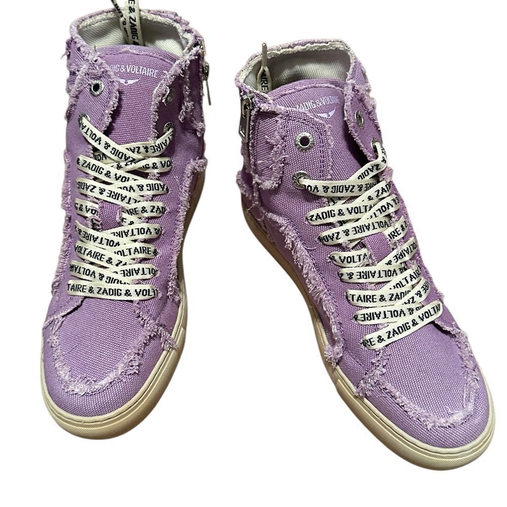 Zadig and Voltaire High Flash Canvas Boomerang Purple High Top Sneakers| Size 40 - Picture 15 of 15
